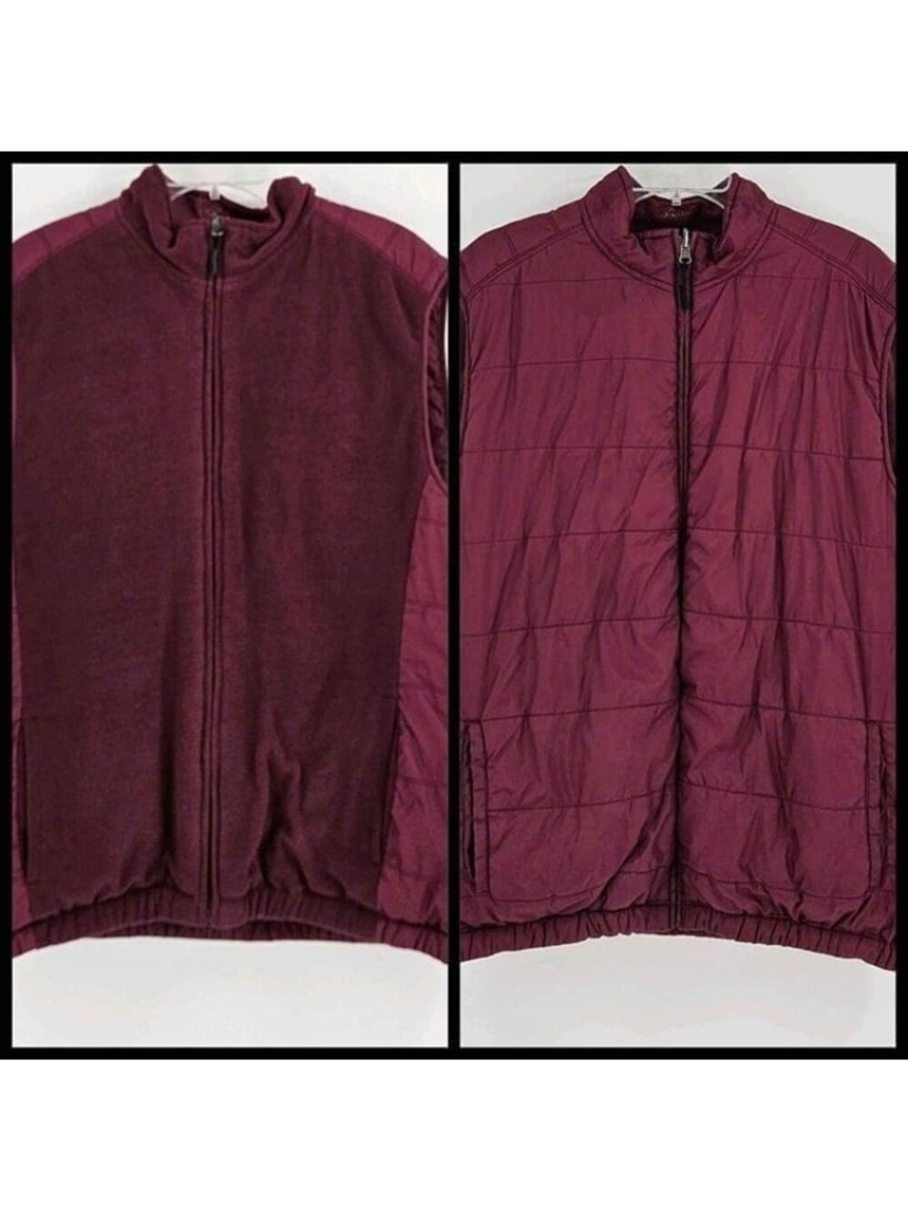 Greg Norman Men’s XL Maroon Reversible Puffer Fleece Golf Vest Full Zip